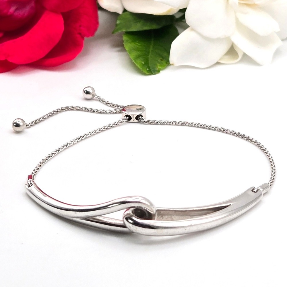 Harriet Kelsall‎ Sterling Silver Interlocking Loop Bolo Bracelet Adjustable 925